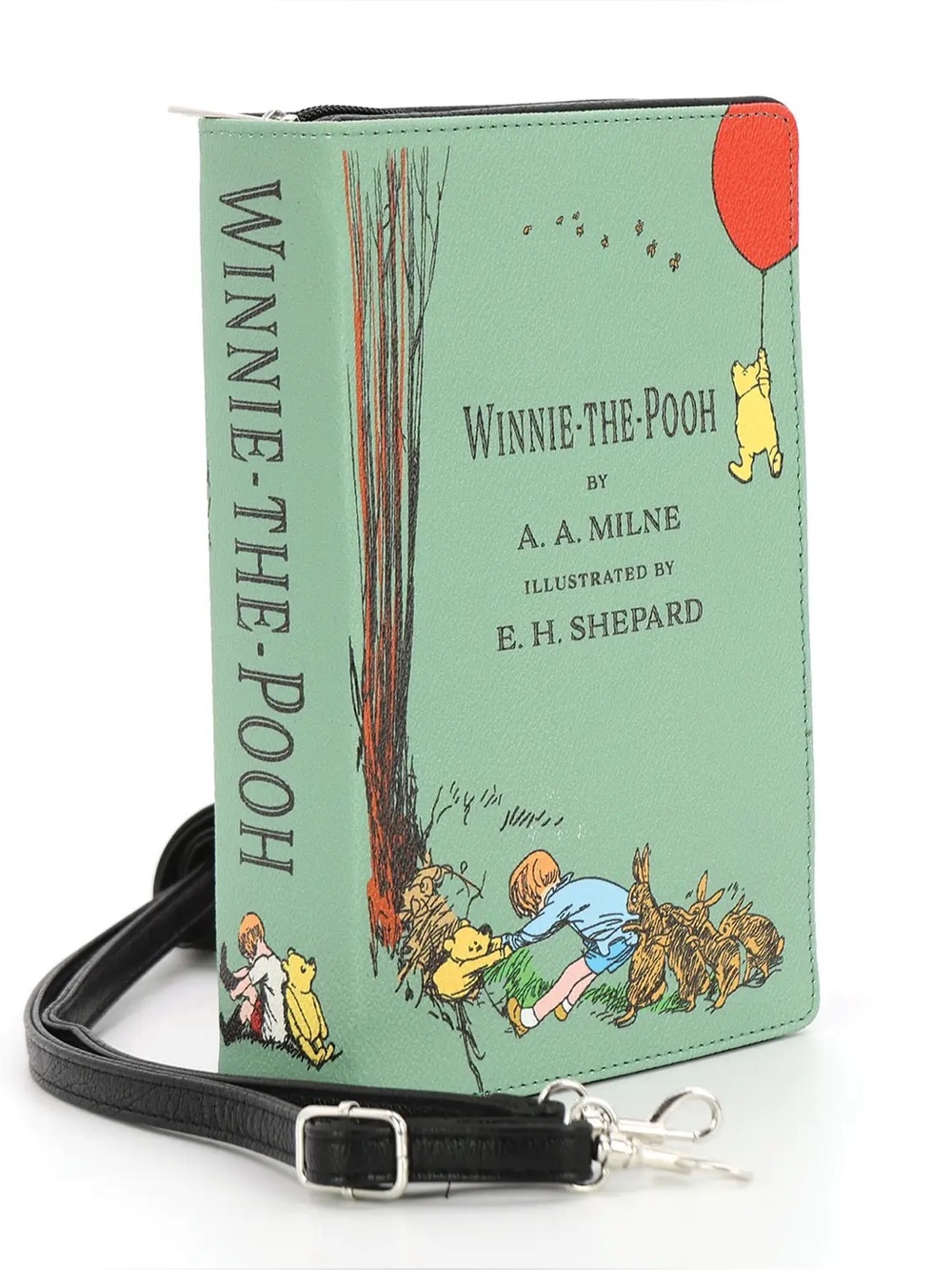 THINGS2DIE4 Winnie The Pooh Book Full-Zip Crossbody Cluth Bag - A.A. Milne